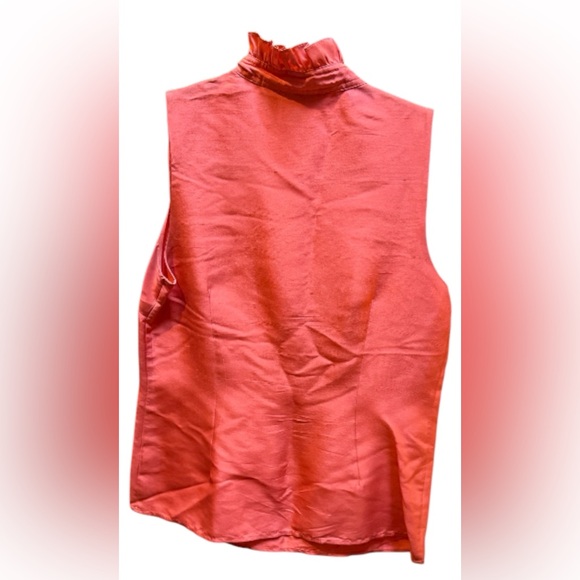 Tory Burch Vibrant Orange Silk Blouse Top. Size 6. Ruffled neckline EUC - Picture 3 of 9